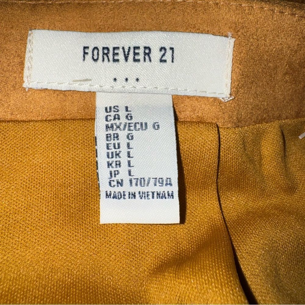 NWT BUNDLE Forever 21 Suede Mini Skirt Caramel Brown & Olive Green Boho size L - Picture 6 of 11
